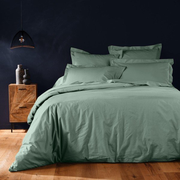 Zelena pamučna navlaka za poplun za bračni krevet/za produženi krevet 240x220 cm Lina – douceur d'intérieur-image-1