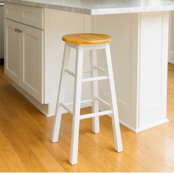 Bijela/u prirodnoj boji barska stolica od masivnog kaučuka (visine sjedala 74 cm) Chester – Premier Housewares-image-3