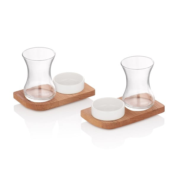 Drveni pladnjevi za posluživanje sa zdjelicama i čašama u setu od 2 kom - Hermia
