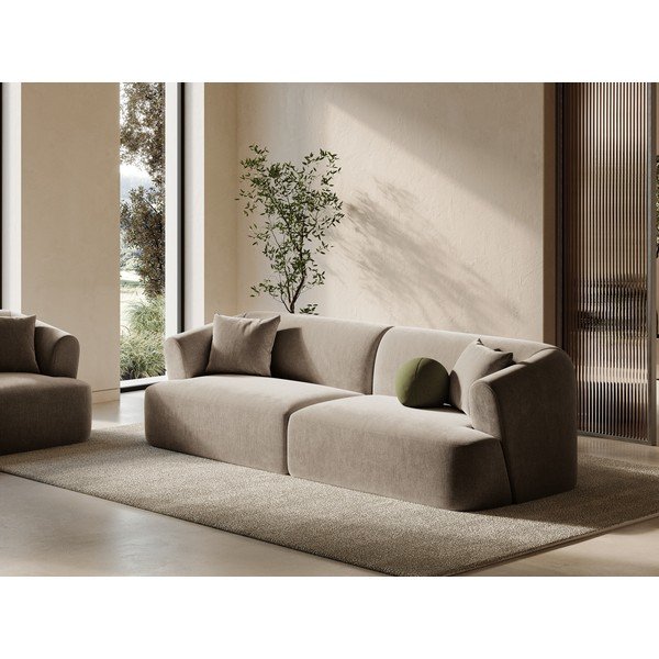 Svjetlo smeđa baršunasti sofa 255 cm Campi – Cosmopolitan Design-image-1