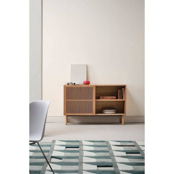 Ormarić u dekoru jasena s kliznim vratima u prirodnoj boji 124x80x45 cm Sion – Jotex-image-1