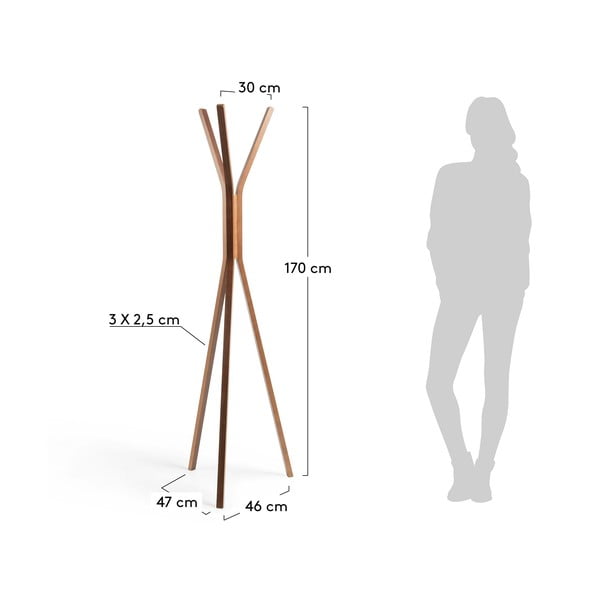 Smeđa vješalica u dekoru od orahovog drveta Kave Home Benzara-image-3