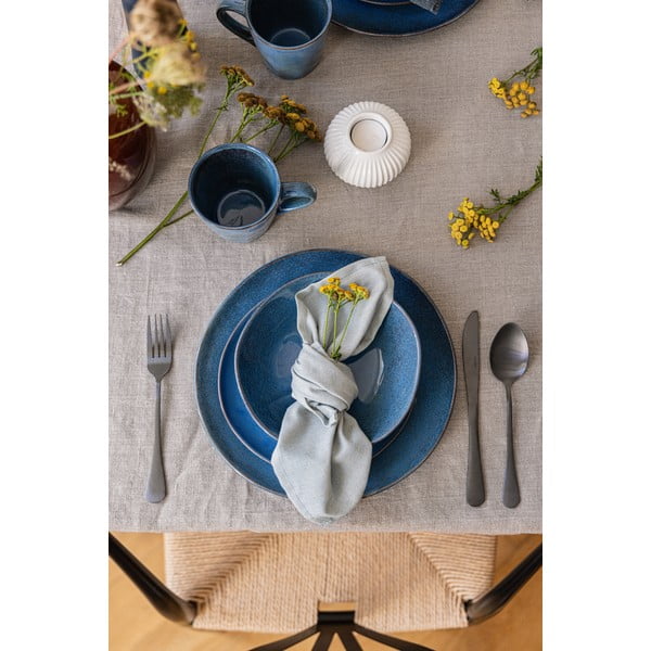 Tamno plavi blagovaonski set posuđa od kamenine 16 kom Glosia - Bonami Selection-image-2