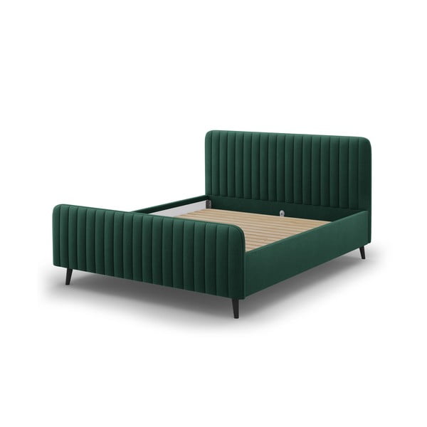 Zeleni tapecirani bračni krevet s podnicom 140x200 cm Lily - Micadoni Home