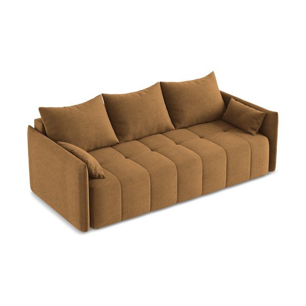 Sklopiva/s prostorom za odlaganje sofa boja terakote 225 cm Moku – Makamii-image-2