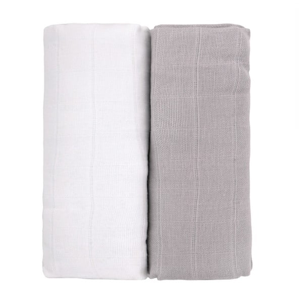 Set od 2 pamučna ručnika u bijeloj i sivoj T-TOMI Tetra, 90 x 100 cm