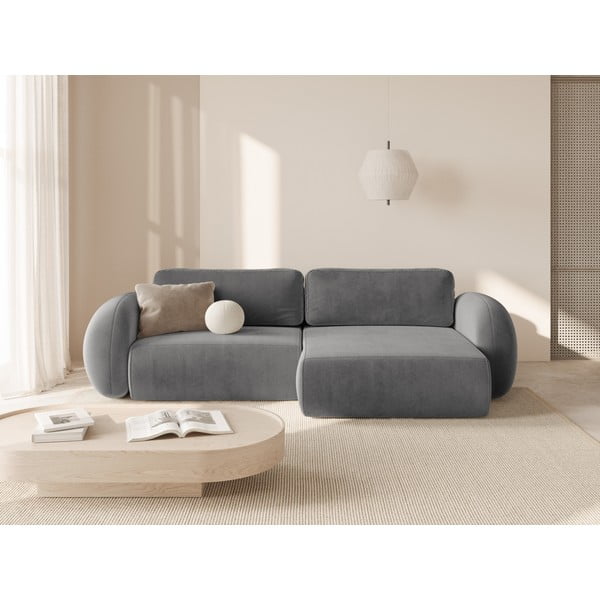 Tamno siva baršunasti sklopiva/s prostorom za odlaganje kutna garnitura Tonale – Cosmopolitan Design-image-1