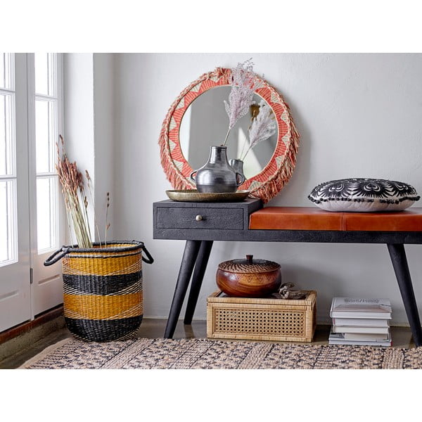 Crno-bež ukrasni jastuk Bloomingville Mandala, ø 36 cm-image-1