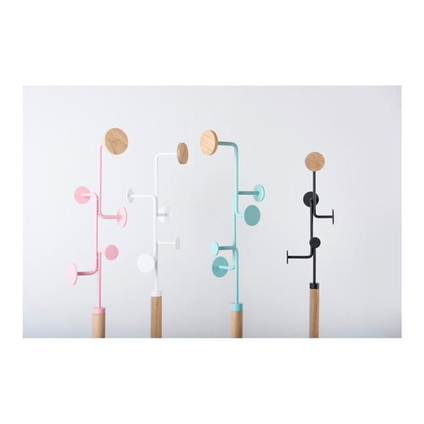 Podni stalak od masivnog hrastovog drva s plavim detaljem Gazzda Hook-image-1