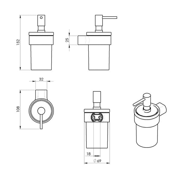 Bijeli/u zlatnoj boji stakleni zidni dozator sapuna 110 ml Gedy Pirenei – Sapho-image-2