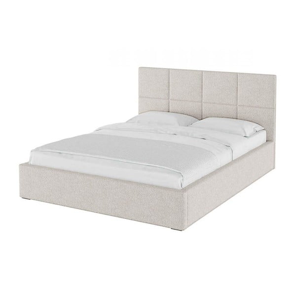 Bež tapecirani bračni krevet s prostorom za pohranu s podnicom 140x200 cm Bufo Bed – MESONICA