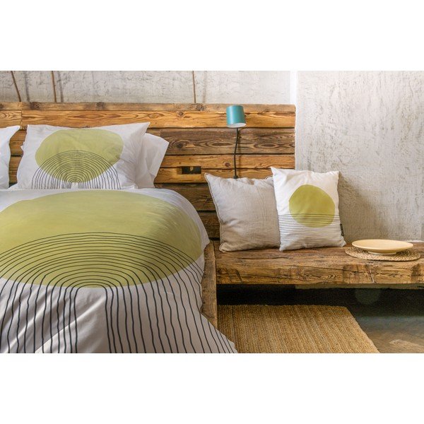 Bež-žuta pamučna satenska posteljina Butter Kings Rising Sun, 200 x 200 cm-image-1