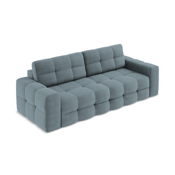 Plava sklopiva sofa od bouclé tkanine 255 cm Milu – Makamii-image-2