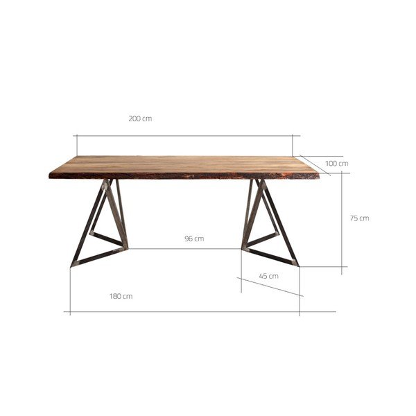 Blagovaonski stol s borovom daskom Custom Form Sherwood, 200 x 100 cm-image-2