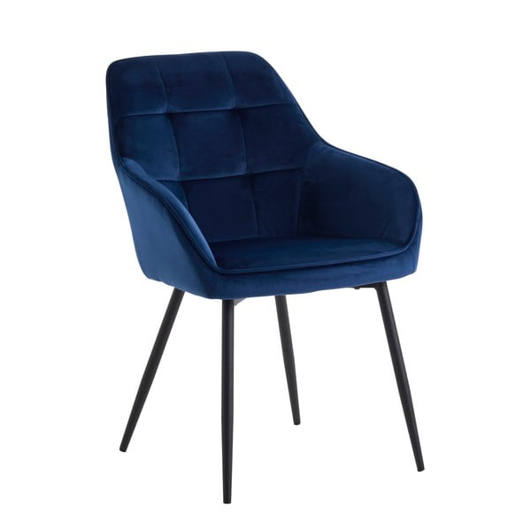 Tamno plave podstavljene blagovaonske stolice u setu s naslonima za ruke 2 kom Nolan Square – Unique Furniture