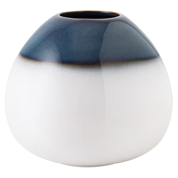 Plavo-bijela vaza od kamenine Villeroy & Boch Like Lave, visina 13 cm