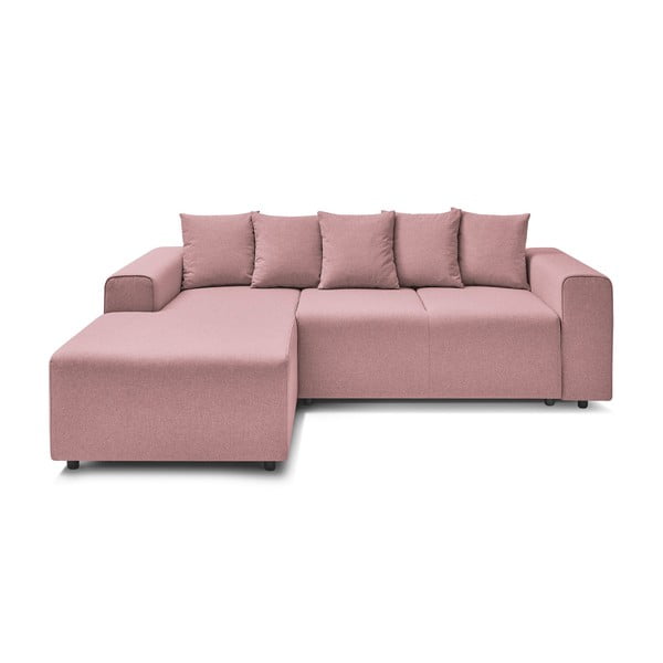 Svijetlo ružičasti kauč na razvlačenje Bobochic Paris Faro, lijevi kut