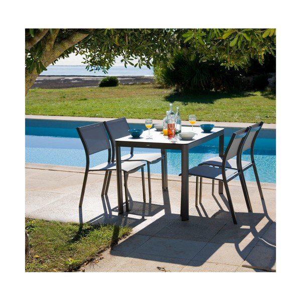 Sivi vrtni stol od aluminija Ezeis Mistral, dužine 120 cm-image-2