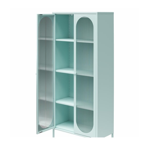 Svijetlo plava metalna vitrina 80x186x40 cm Luna – Støraa-image-3