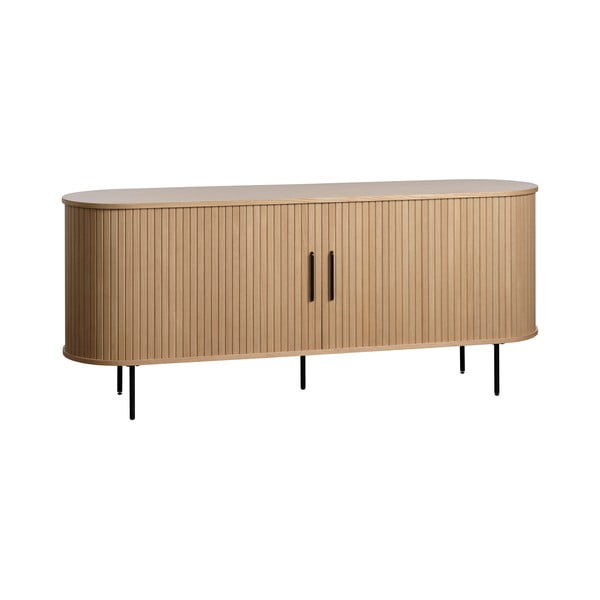 Niska komoda u dekoru hrasta s kliznim vratima u prirodnoj boji 76x180 cm Nola – Unique Furniture-image-3