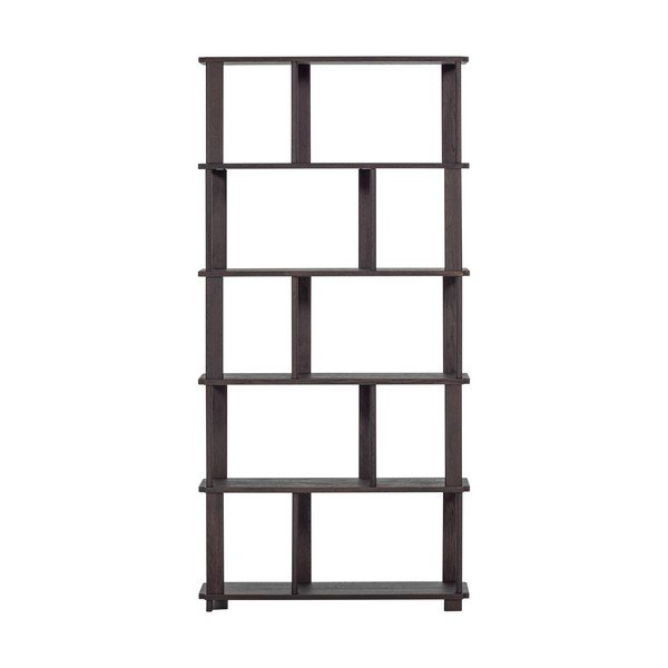 Tamno smeđa biblioteka od punog hrasta 90x186x30 cm Riss – WOOOD