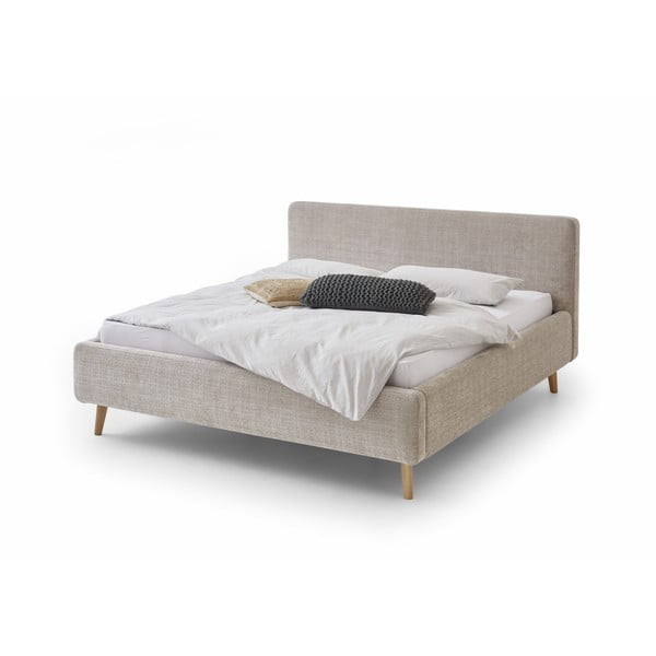 Bež tapecirani bračni krevet s prostorom za odlaganje s podnicom 180x200 cm Mattis - Meise Möbel