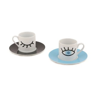 Set od 2 šalice i tanjurića Kütahya Porselen Eyes, 90 ml