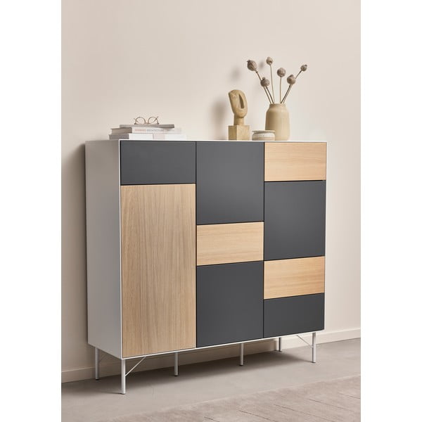 Antracitno siva/u prirodnoj boji visoka komoda u dekoru hrasta 136x133 cm Edge by Hammel – Hammel Furniture-image-1