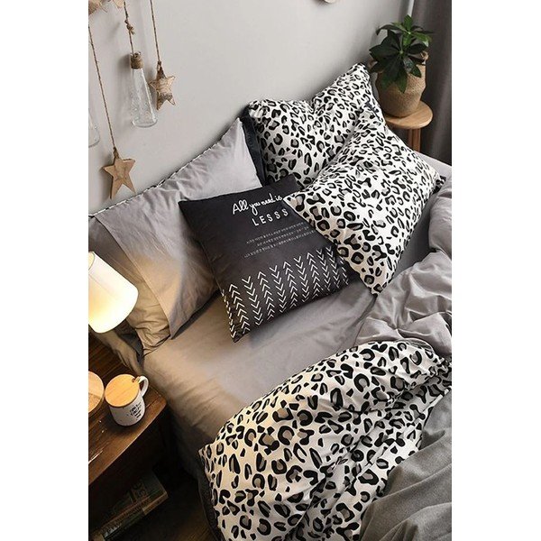 Bijelo-siva pamučna posteljina za bračni krevet/s produženom plahtom  200x220 cm - Mila Home-image-3