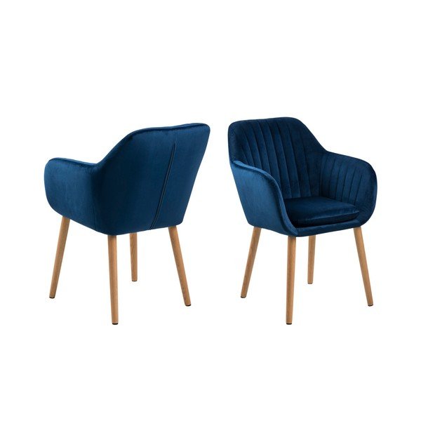 Tamno plava podstavljena blagovaonska stolica s naslonima za ruke Emilia – Actona-image-3