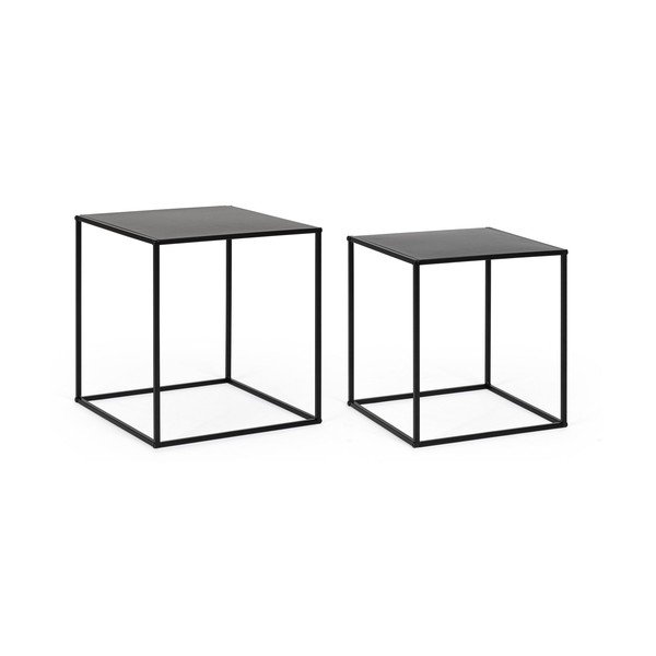 Crni metalni stolići za kavu u setu 2 kom 38x38 cm Alrik – Yes Everyday-image-3