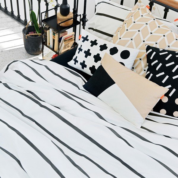 Crno-bijela/smeđa pamučna navlaka za poplun za krevet za jednu osobu 140x200 cm Blush sand – Blanc-image-3