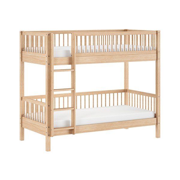 Dječji krevet od masivne bukve na kat s podnicom 90x200 cm u prirodnoj boji Forrest – Vipack