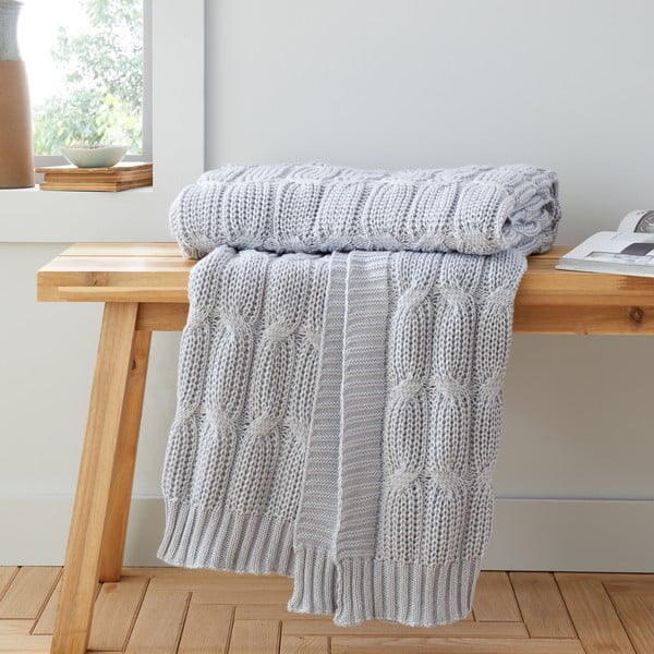Siva pletena deka 130x170 cm Chunky Marl Knit – Catherine Lansfield