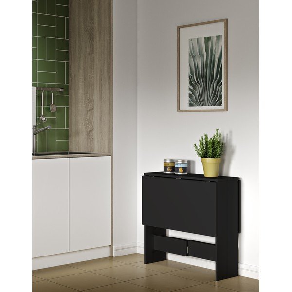 Proširiv blagovaonski stol s crnom pločom stola 76x28 cm Papillon – TemaHome-image-1