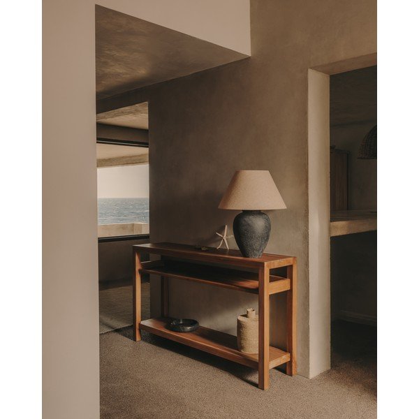 Pomoćni stol od masivne tikovine u prirodnoj boji 35x140 cm Sashi – Kave Home-image-1