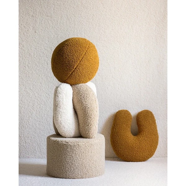 Smeđi dječji jastuk za sjedenje od bouclé tkanine Ball – Wigiwama-image-4