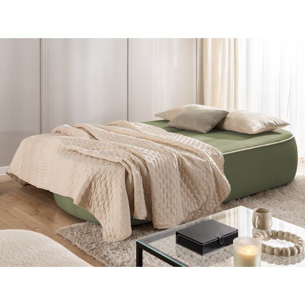 Kaki zelena/bež baršunasti sklopiva/s prostorom za odlaganje sofa 210 cm Saga – Ropez-image-3