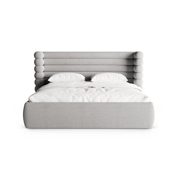 Sivi tapecirani bračni krevet s prostorom za odlaganje s podnicom 160x200 cm Mount – Micadoni -image-4