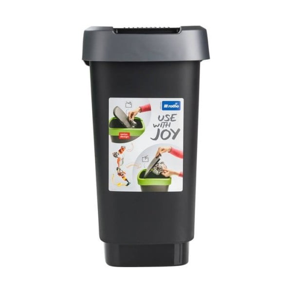 Kanta za otpatke od reciklirane plastike u srebrno-crnoj boji 10 l Twist - Rotho-image-2