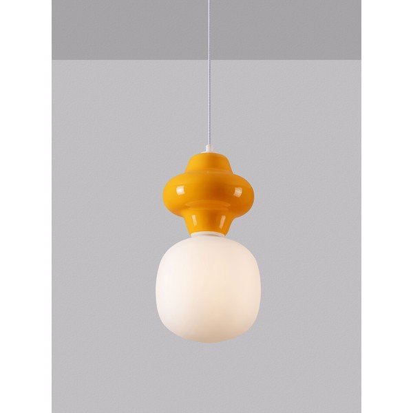 Bijela/narančasta viseća svjetiljka keramička sa staklenim sjenilom ø 18 cm Clio – Nova Luce-image-2