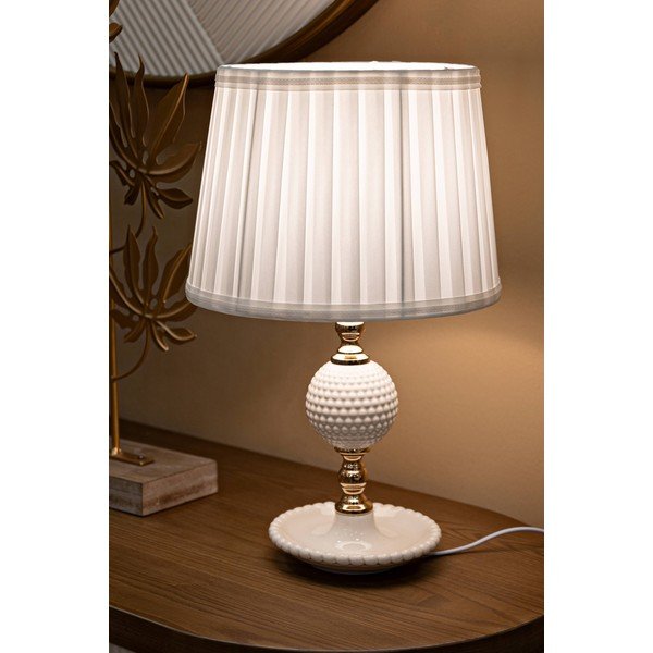 Bijela stolna lampa s tekstilnim sjenilom (visina 40 cm) Napoli – Mauro Ferretti-image-1