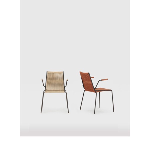 Metalne blagovaonske stolice u setu s naslonima za ruke/sklopive 2 kom boja terakote Emily – Marckeric-image-1