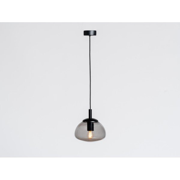 Crna viseća svjetiljka sa staklenim sjenilom ø 30 cm Flin – CustomForm-image-1