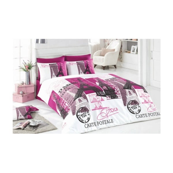 Ljubičasta posteljina za bračni krevet Paris, 200 x 220 cm