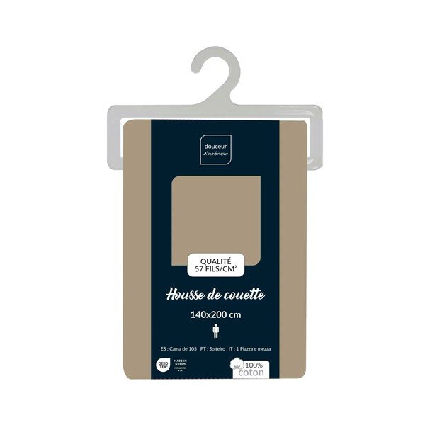 Svjetlo smeđa pamučna posteljina za krevet za jednu osobu 140x200 cm Lina – douceur d'intérieur-image-2