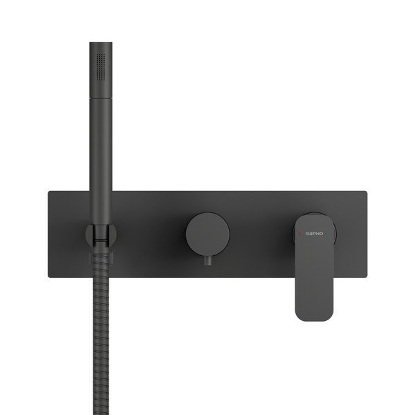 Mat crna ugrađena slavina za tuš (s 3 izlaza) Spy – Sapho-image-1