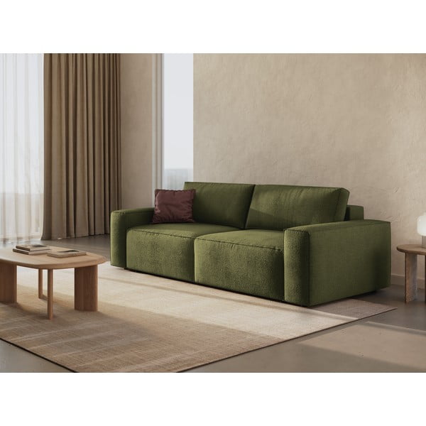 Tamno zelena sklopiva sofa od bouclé tkanine 247 cm Jodie – Micadoni Home-image-1