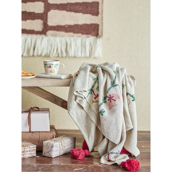Krem deka s božićnim motivom 130x160 cm Yule – Bloomingville-image-1