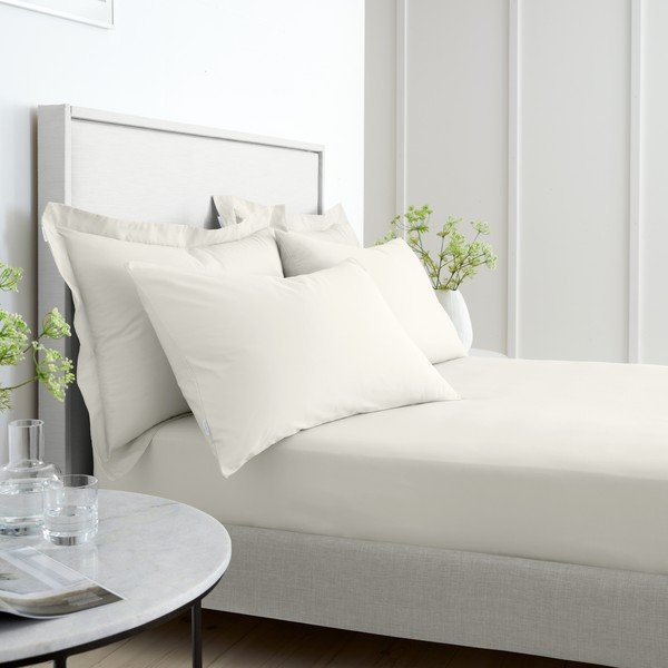 Krem plahta s gumom od pamučnog perkala 90x190 cm Cotton Percale – Bianca-image-2
